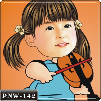 女生人像Q版漫畫PNW-142 小提琴手Q版畫